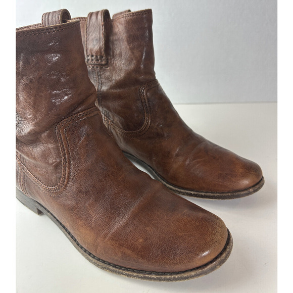 Frye Anna Shortie Leather Pull On Ankle Boots Camel Brown Size 6.5 M 3471055 - Picture 3 of 16